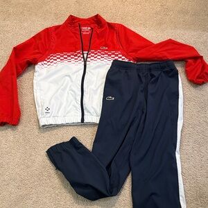 Lacoste Kids Matching Set - Red, White, and Blue size 12